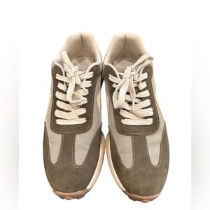 Womens Olive Green and Tan Lace Up Fashion Sneakers Athletic Style‎ Size 7
